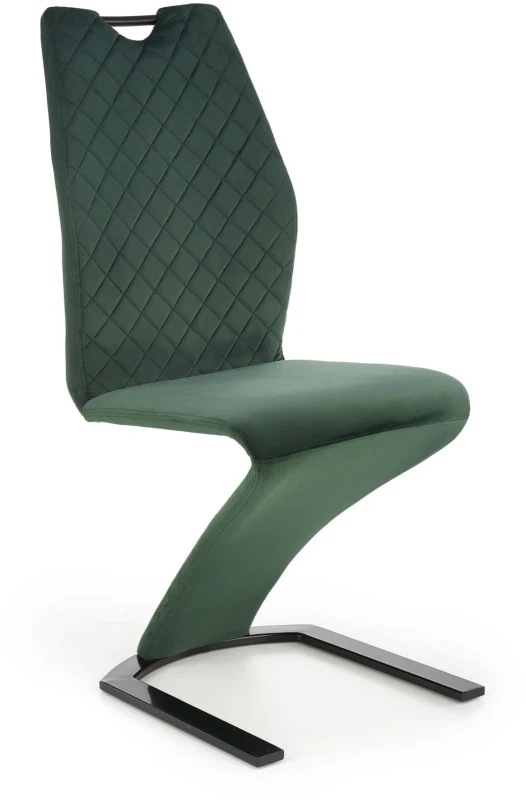 Krzesło K442 tapicerowane z uchwytem do jadalni ciemny zielony