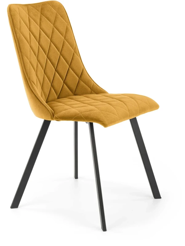 Krzesło K450 tapicerowane do jadalni musztardowy/czarny