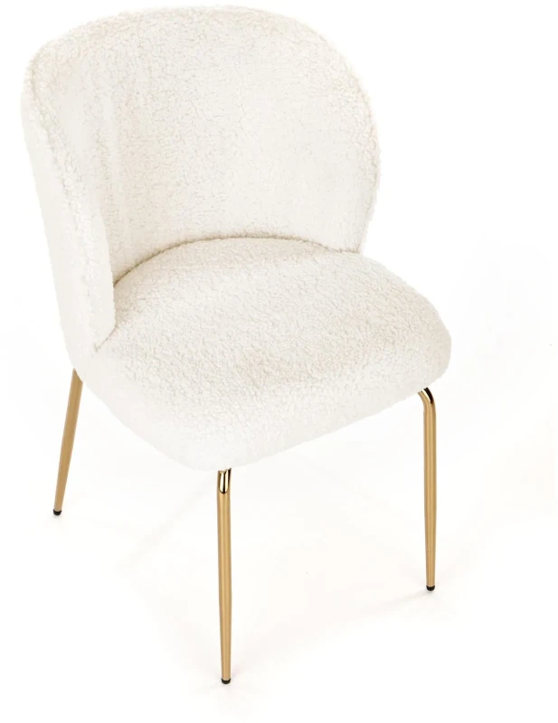 Krzesło K474 tapicerowane do jadalni kremowy/złoty