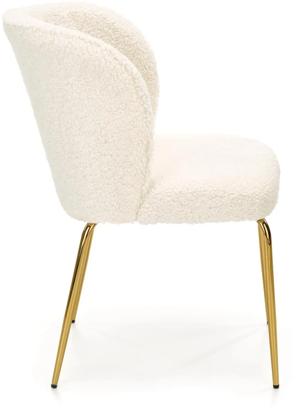 Krzesło K474 tapicerowane do jadalni kremowy/złoty