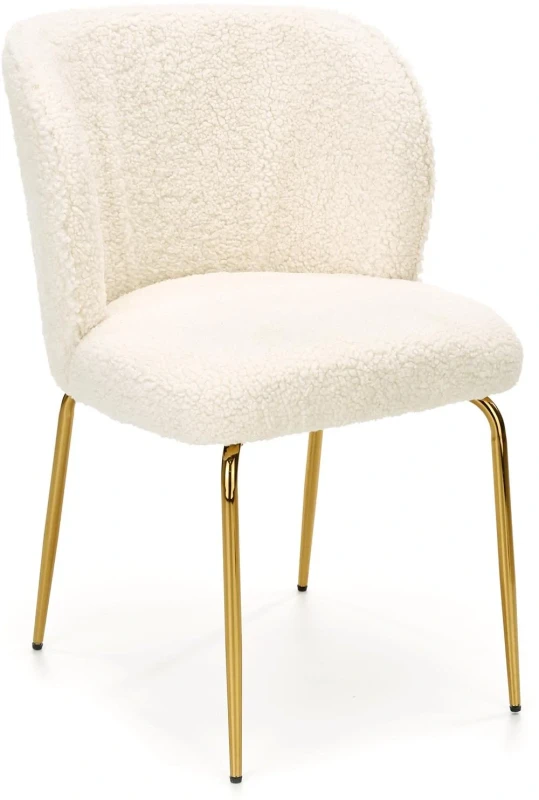 Krzesło K474 tapicerowane do jadalni kremowy/złoty