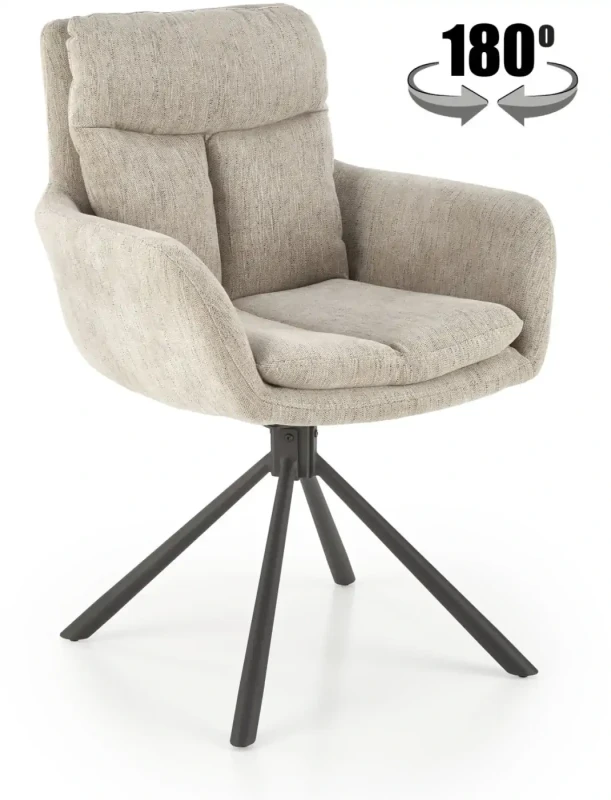 Krzesło K495 tapicerowane z obrotowym siedziskiem beżowy/czarny