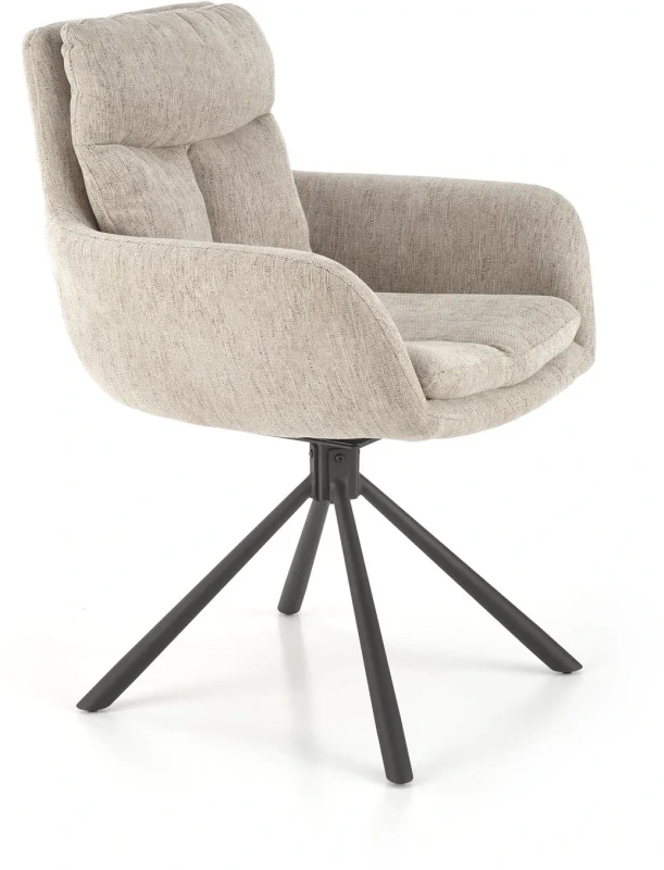 Krzesło K495 tapicerowane z obrotowym siedziskiem beżowy/czarny