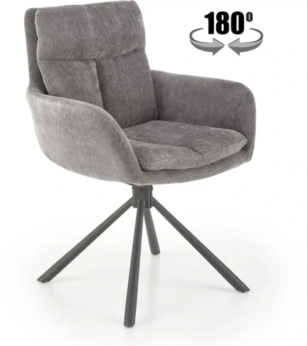 Krzesło K495 tapicerowane z obrotowym siedziskiem popielaty/czarny