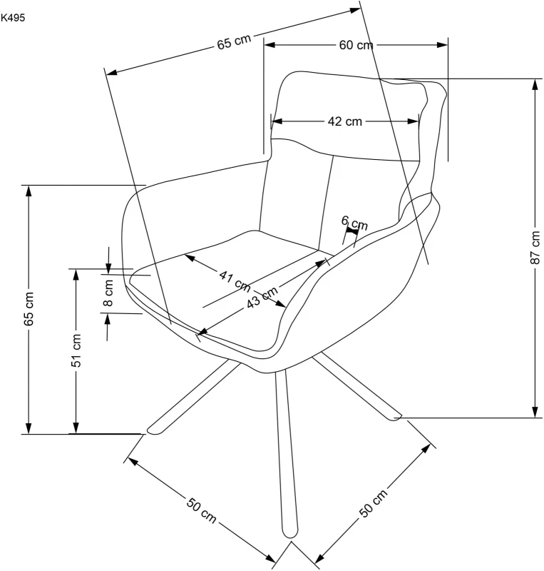 Krzesło K495 tapicerowane z obrotowym siedziskiem popielaty/czarny