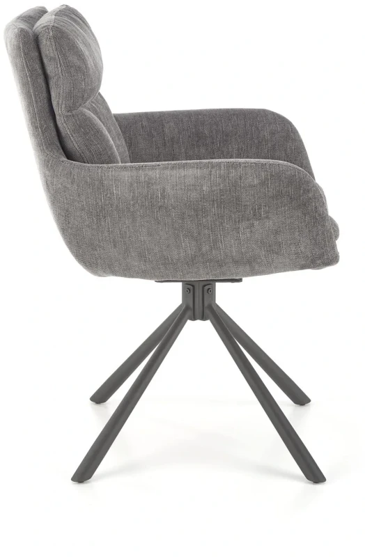 Krzesło K495 tapicerowane z obrotowym siedziskiem popielaty/czarny