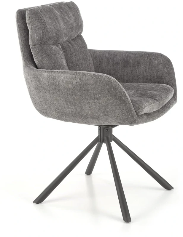 Krzesło K495 tapicerowane z obrotowym siedziskiem popielaty/czarny