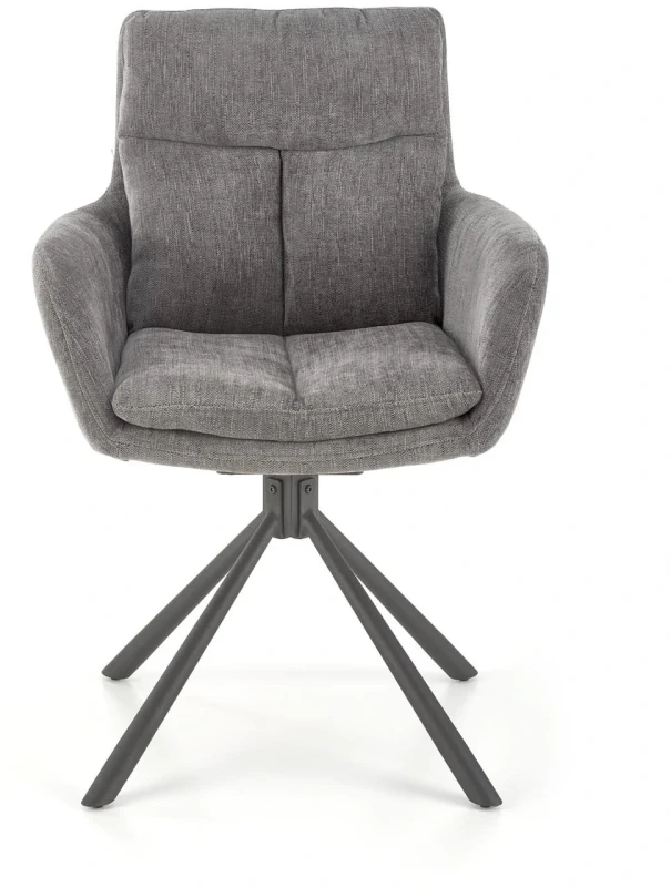 Krzesło K495 tapicerowane z obrotowym siedziskiem popielaty/czarny