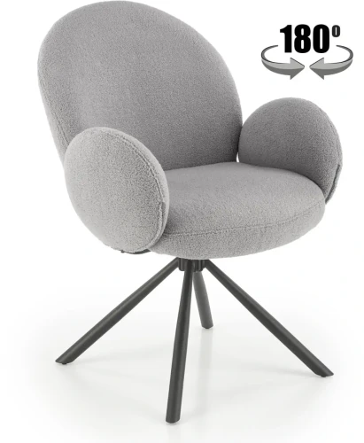 Krzesło obrotowe K498 kubełkowe nowoczesne do jadalni popielaty