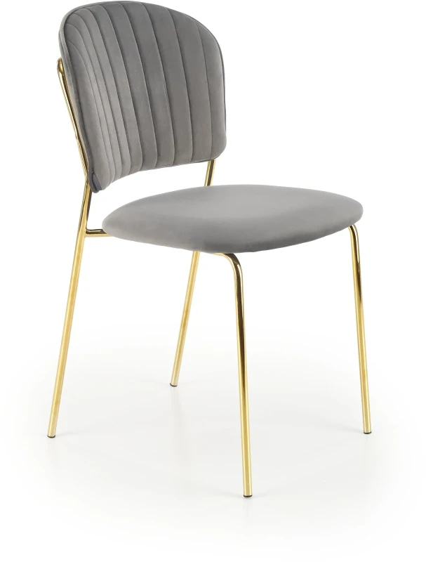 Krzesło K499 tapicerowane do jadalni popielaty/złoty