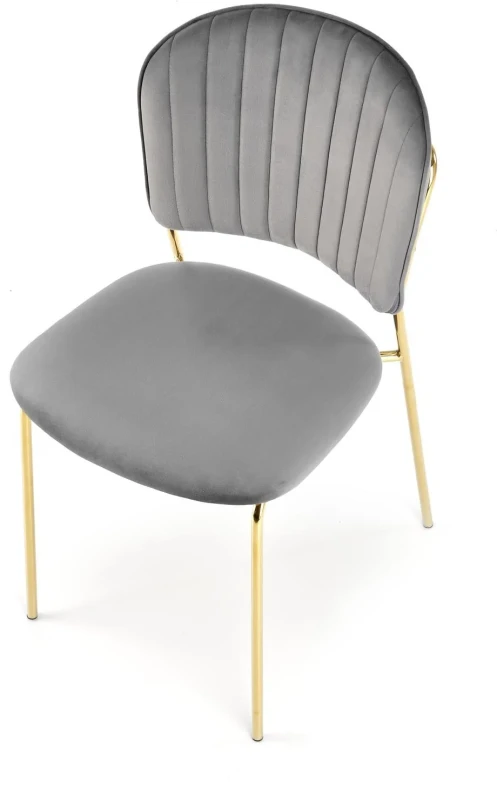 Krzesło K499 tapicerowane do jadalni popielaty/złoty