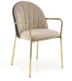 Krzesło tapicerowane K500 z podłokietnikami glamour do jadalni beżowy / czarny
