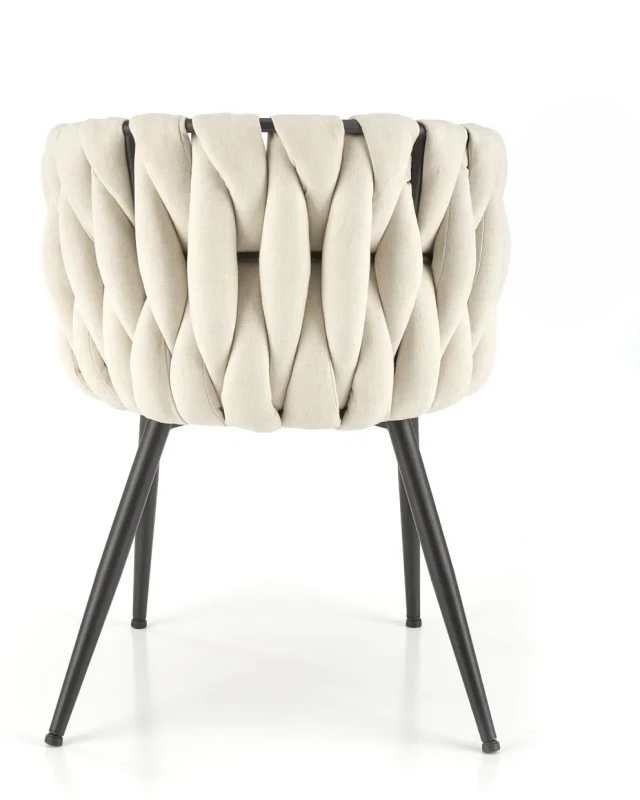 Krzesło tapicerowane K516 z ozdobnym oparciem do salonu jasny beżowy