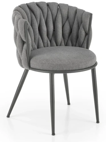 Krzesło tapicerowane K516 z ozdobnym oparciem do salonu popielaty