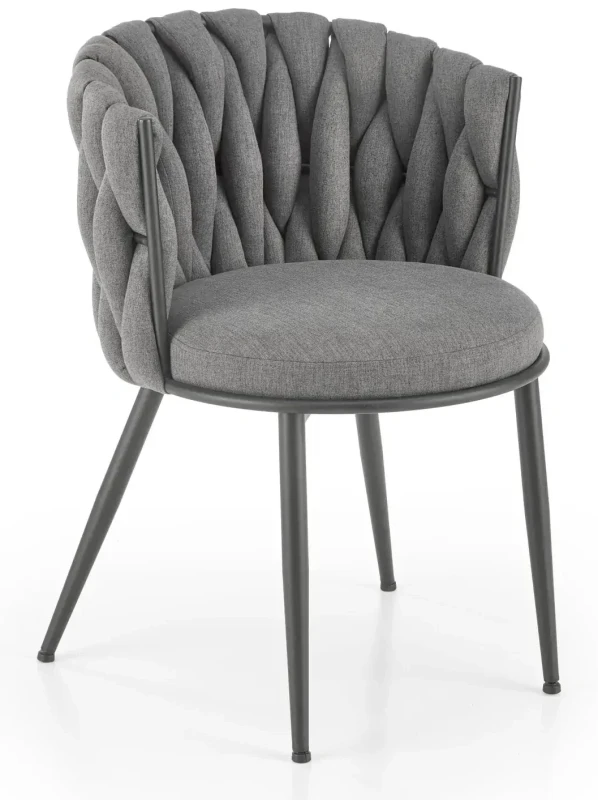 Krzesło tapicerowane K516 z ozdobnym oparciem do salonu popielaty