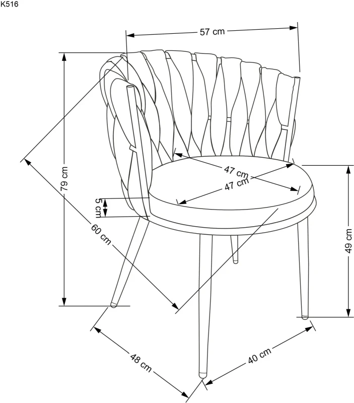 Krzesło tapicerowane K516 z ozdobnym oparciem do salonu popielaty