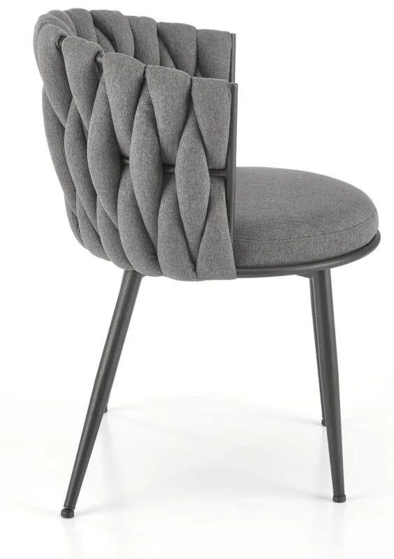 Krzesło tapicerowane K516 z ozdobnym oparciem do salonu popielaty