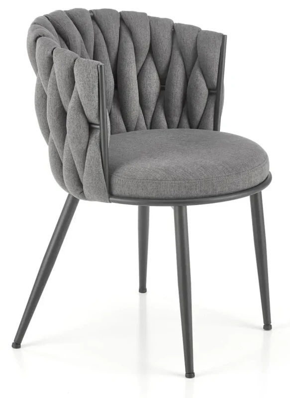 Krzesło tapicerowane K516 z ozdobnym oparciem do salonu popielaty