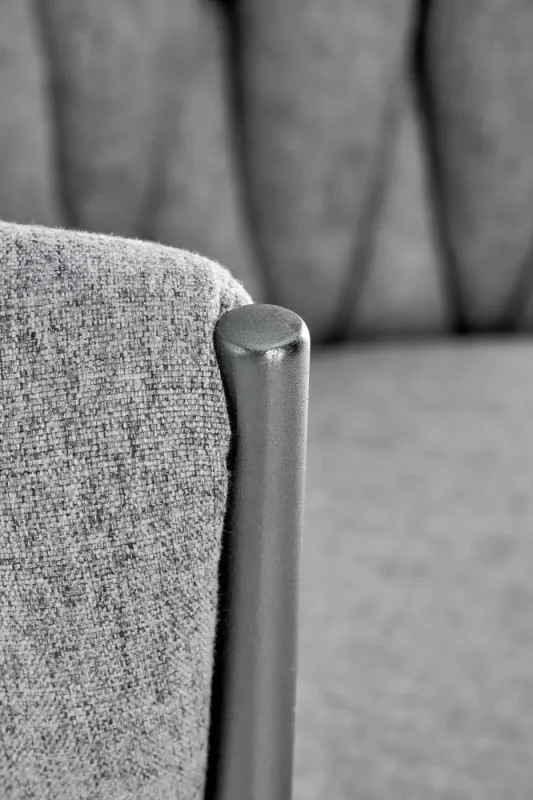 Krzesło tapicerowane K516 z ozdobnym oparciem do salonu popielaty