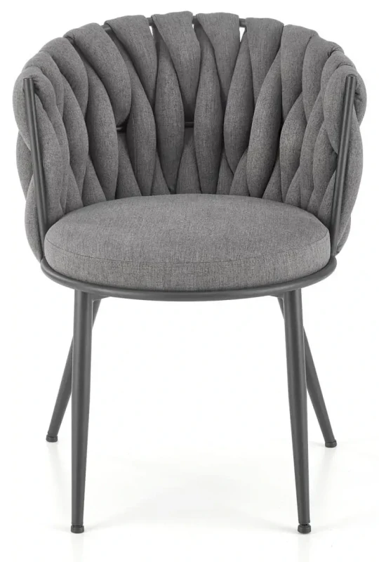 Krzesło tapicerowane K516 z ozdobnym oparciem do salonu popielaty