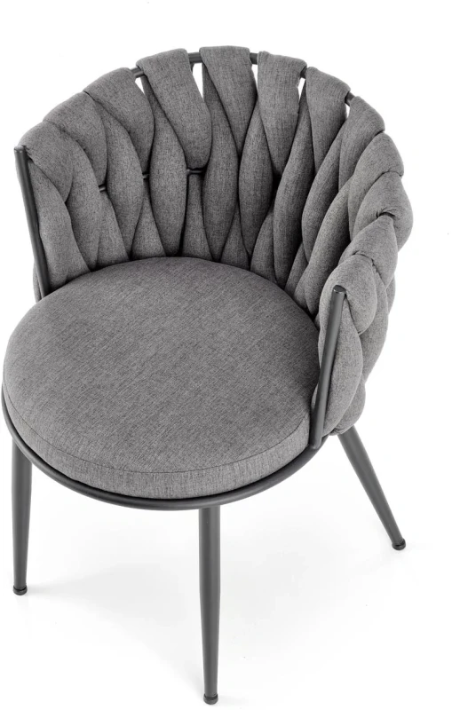 Krzesło tapicerowane K516 z ozdobnym oparciem do salonu popielaty