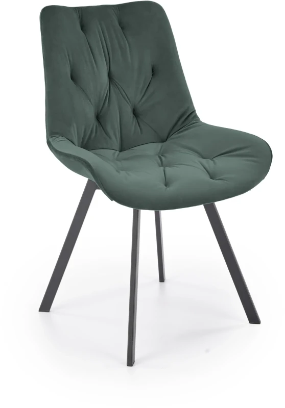 Krzesło K519 tapicerowane z obrotowym siedziskiem ciemny zielony/czarny