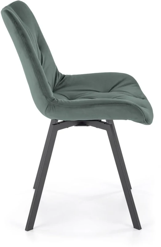 Krzesło K519 tapicerowane z obrotowym siedziskiem ciemny zielony/czarny