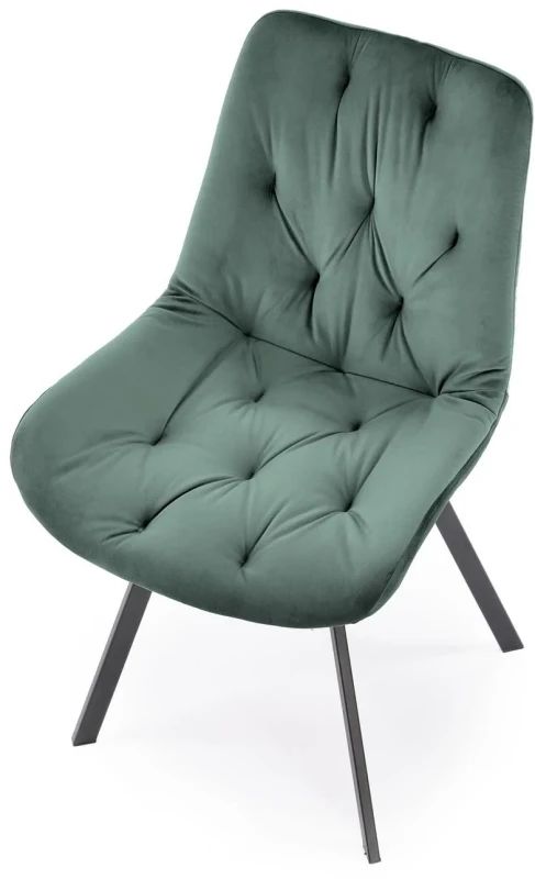 Krzesło K519 tapicerowane z obrotowym siedziskiem ciemny zielony/czarny