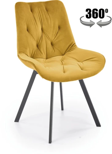 Krzesło K519 tapicerowane z obrotowym siedziskiem musztardowy/czarny