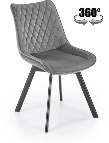 Krzesło K520 tapicerowane z obrotowym siedziskiem ciemny popiel / czarny
