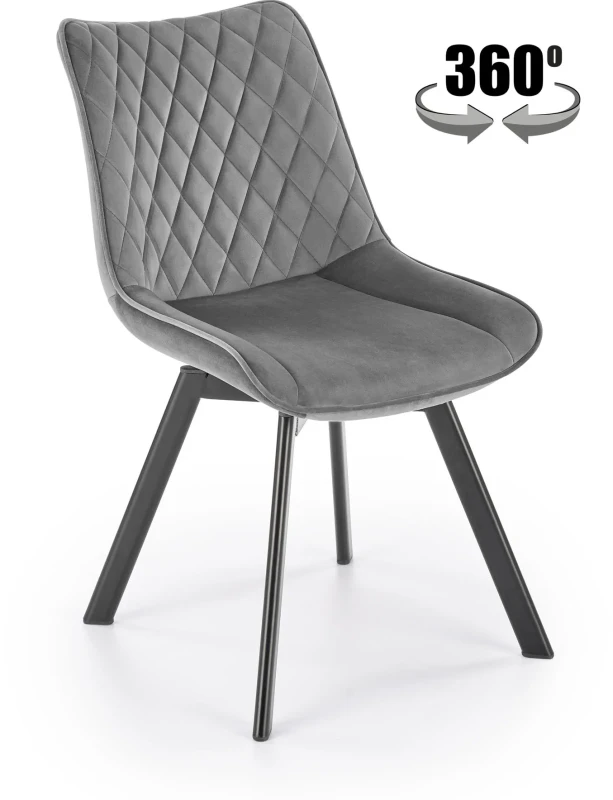 Krzesło K520 tapicerowane z obrotowym siedziskiem ciemny popiel / czarny