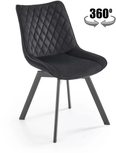 Krzesło K520 tapicerowane z obrotowym siedziskiem czarny /czarny