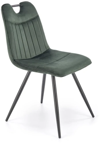 Krzesło K521 tapicerowane z uchwytem do jadalni ciemny zielony/czarny