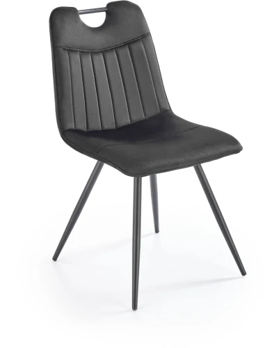 Krzesło K521 tapicerowane z uchwytem do jadalni czarny / czarny