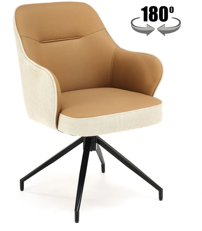Krzesło obrotowe K527 kubełkowe nowoczesne do jadalni brązowy / beżowy