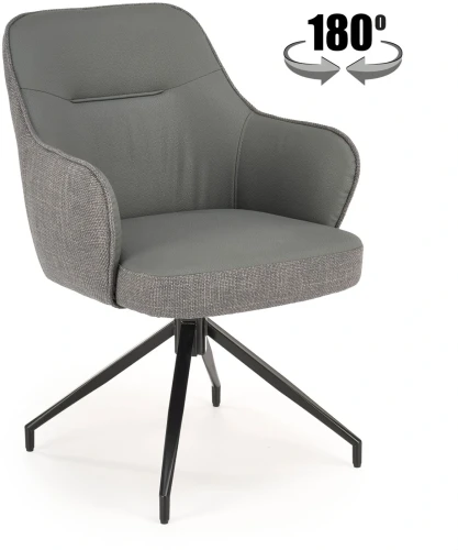 Krzesło K527 tapicerowane z obrotowym siedziskiem popielaty/czarny