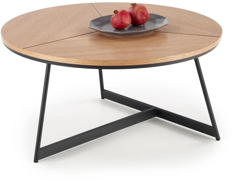 Ława stolik kawowy Karida 80 cm okrągły dąb naturalny / czarny