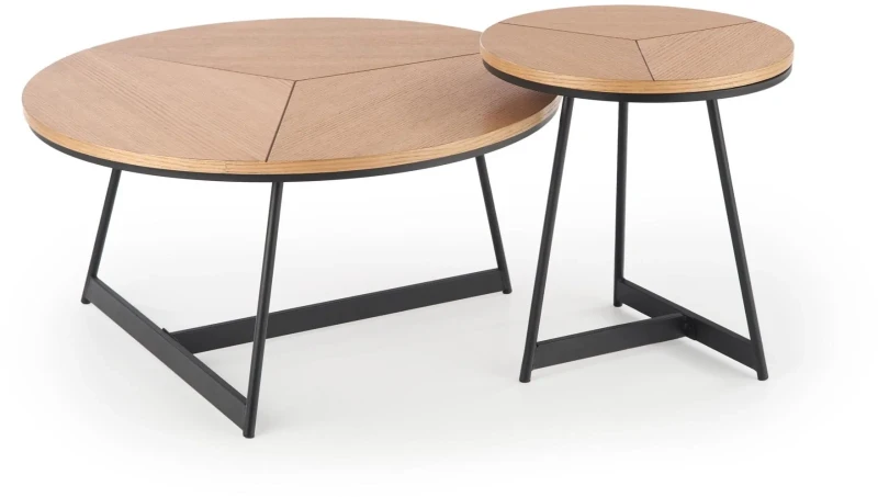 Ława stolik kawowy Karida 80 cm okrągły dąb naturalny / czarny