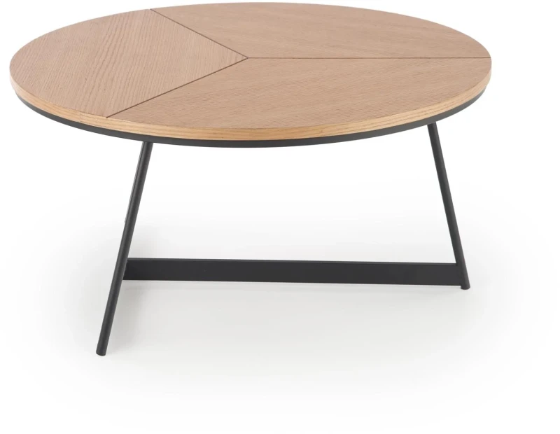 Ława stolik kawowy Karida 80 cm okrągły dąb naturalny / czarny