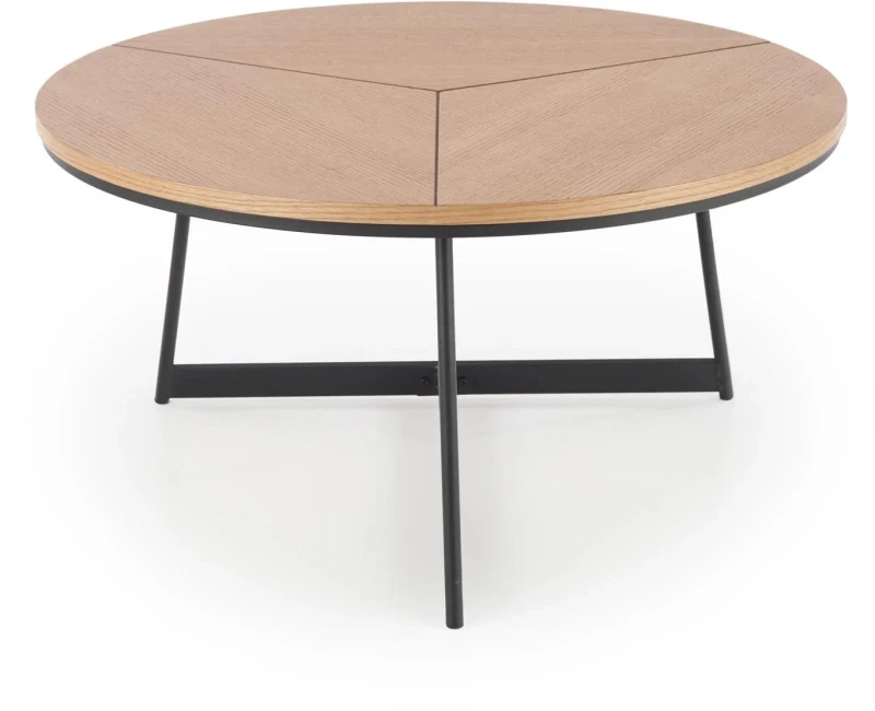 Ława stolik kawowy Karida 80 cm okrągły dąb naturalny / czarny