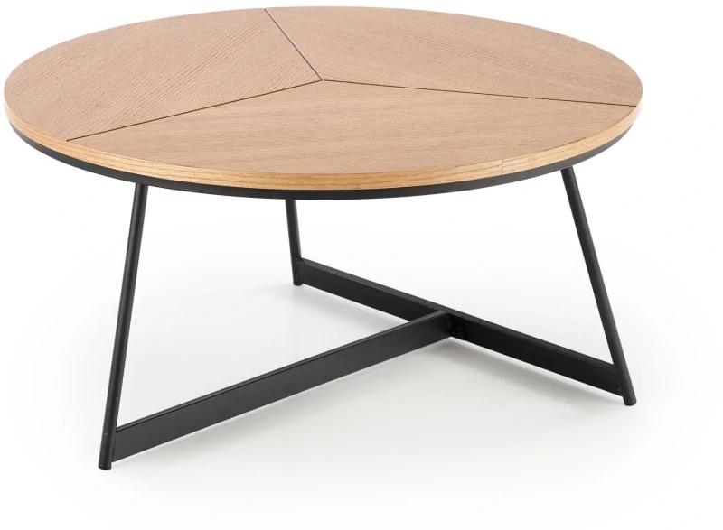 Ława stolik kawowy Karida 80 cm okrągły dąb naturalny / czarny