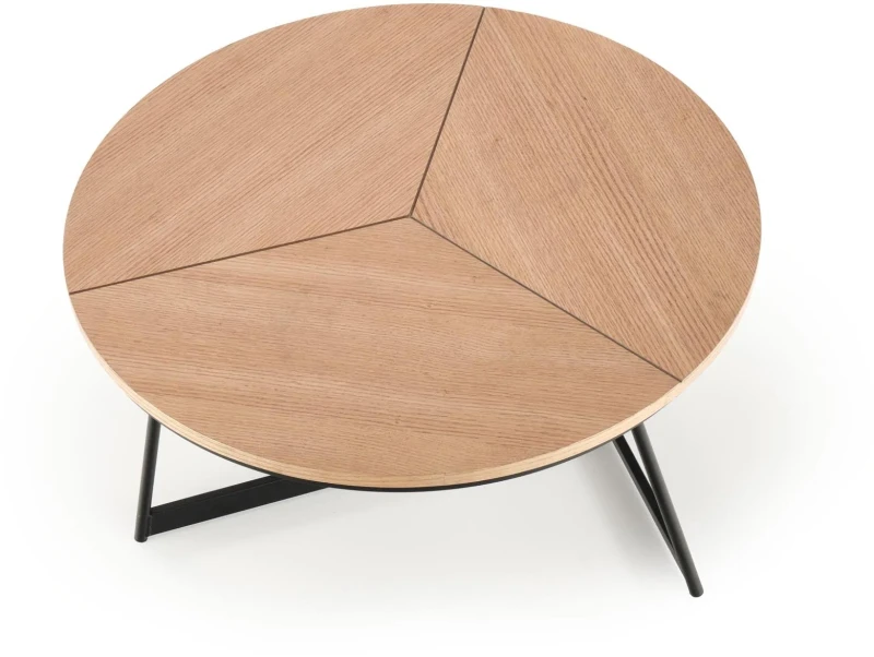 Ława stolik kawowy Karida 80 cm okrągły dąb naturalny / czarny