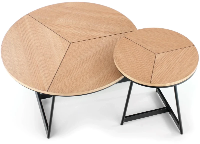 Ława stolik kawowy Karida S okrągły dąb naturalny / czarny