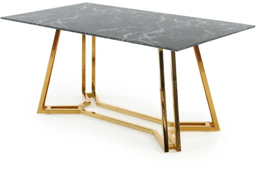 Stół Konami 160 cm do jadalni w stylu glamour czarny marmur / złoty