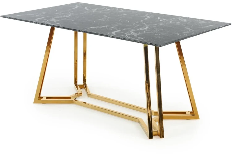 Stół Konami 160 cm do jadalni w stylu glamour czarny marmur / złoty