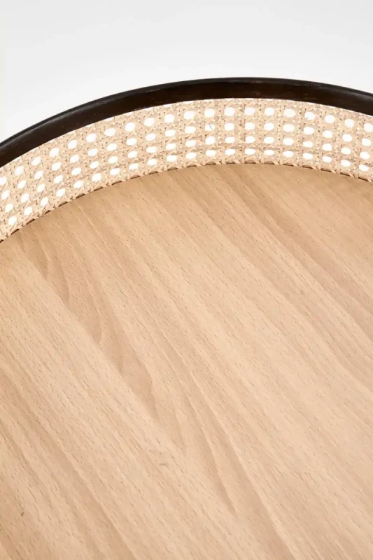 Ława okrągła Lanipa 50cm do salonu rattan naturalny/czarny