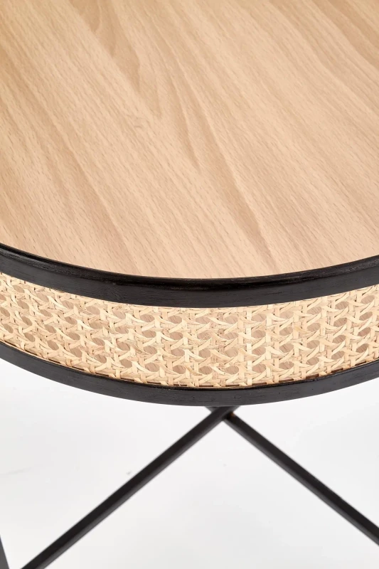 Ława okrągła Lanipa 50cm do salonu rattan naturalny/czarny