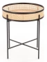Ława okrągła Lanipa 50cm do salonu rattan naturalny/czarny