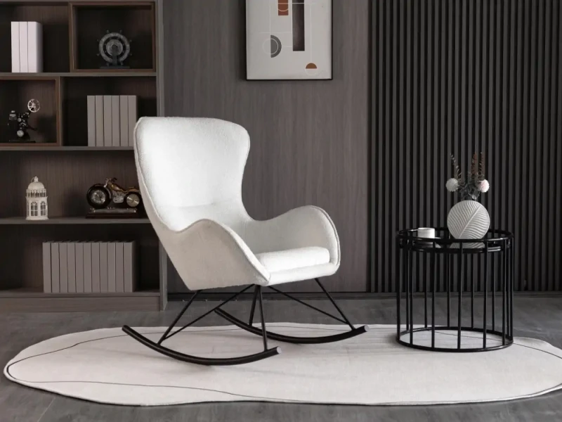 Fotel wypoczynkowy Liberto 3 z funkcją bujania do salonu biały