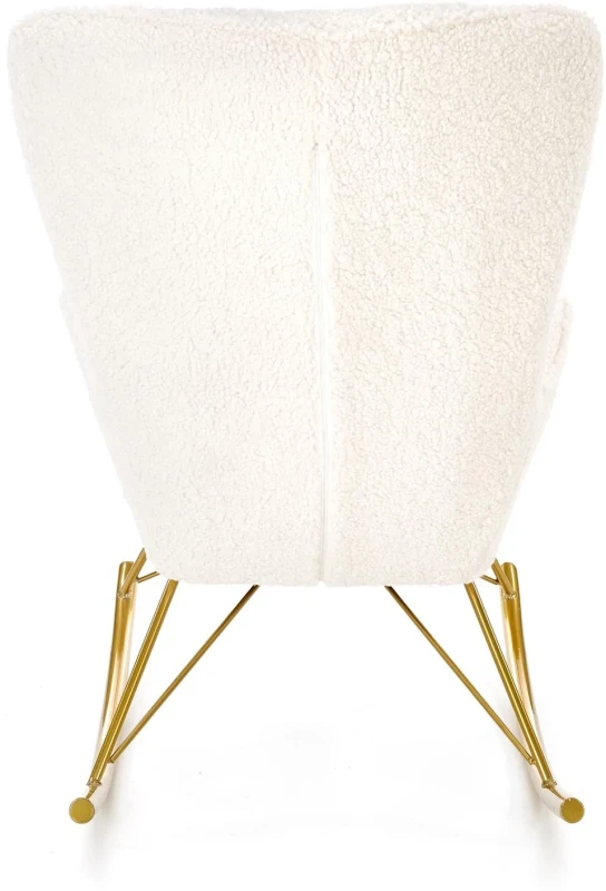 Fotel wypoczynkowy Liberto z funkcją bujania do salonu kremowy/złoty